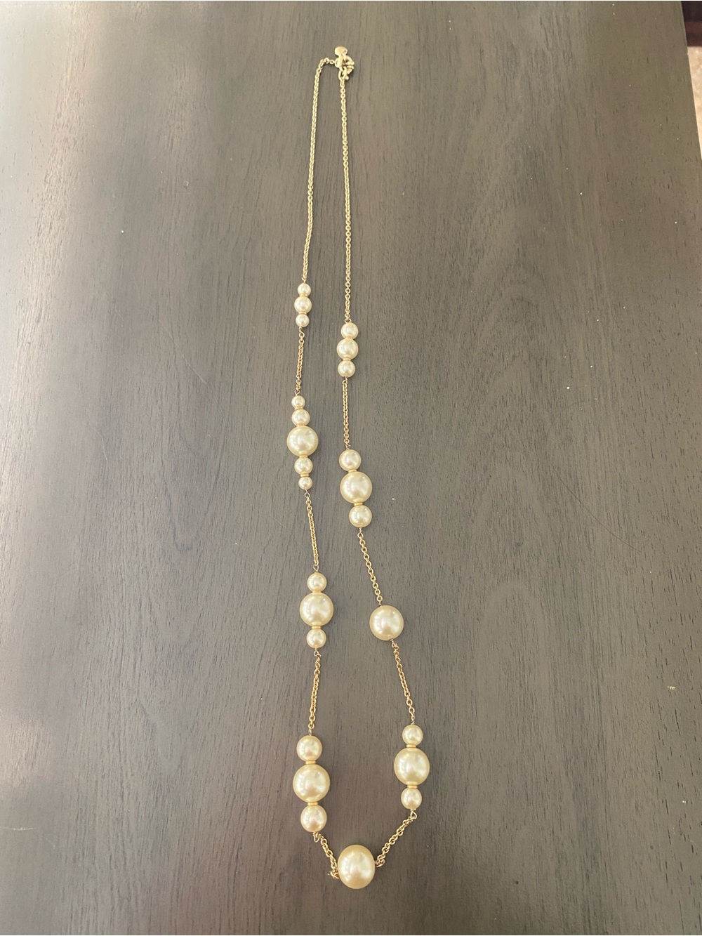 J. Crew Factory Gold-Tone Chain with Ivory Pearl Stations Necklace